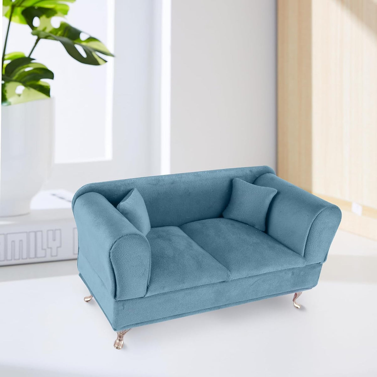 Vintage Velvet Openable Sofa Jewelry Box - Miniature Blue Couch for Earrings, Bracelets, and Rings Storage