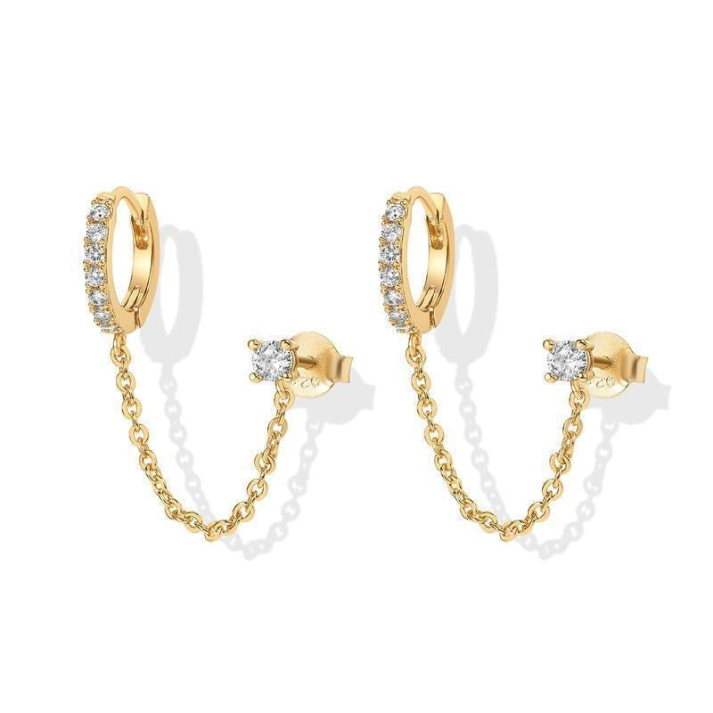 Silver Single-Row Diamond Stud Earrings