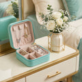 Chic Mini Travel Jewelry Box - Elegant Leather Organizer for Earrings, Rings & Necklaces - Perfect Gift for Women and Girls