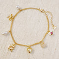 Bear & Bow Charm Anklet – Playful Gold Chain with Heartfelt Details