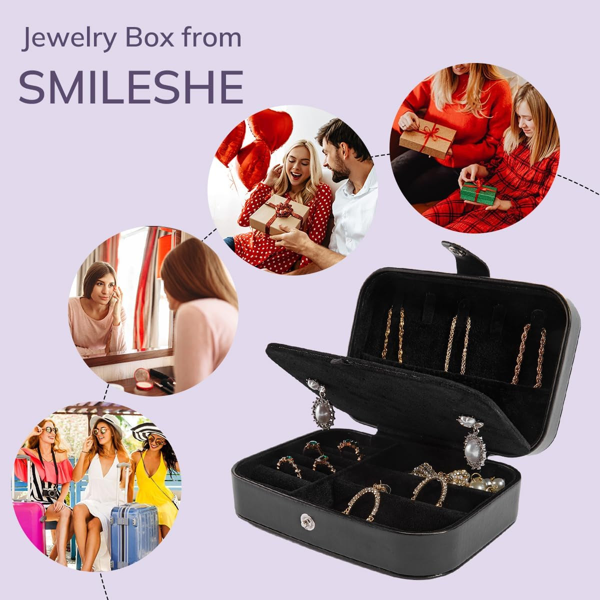 Chic PU Leather Travel Jewelry Box - 2 Layer Portable Organizer for Rings, Earrings, Necklaces & Bracelets