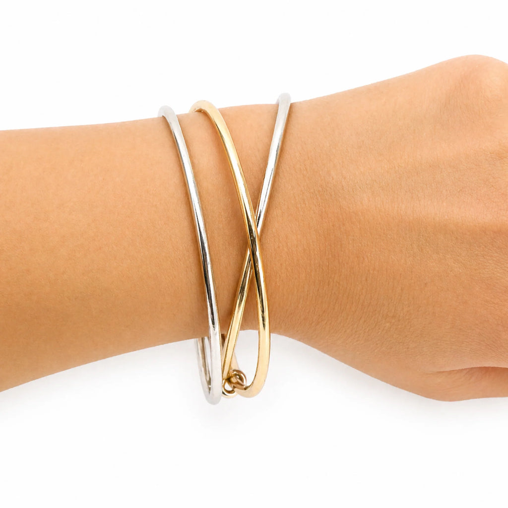 Modern Knot Accent Bangles – Minimal Stack Set