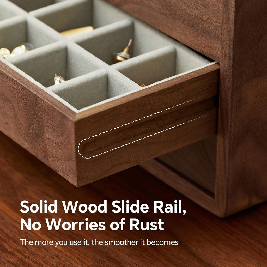 Elegant Wooden Jewelry Box with 4 Drawers for Men and Women - Perfect Storage Solution