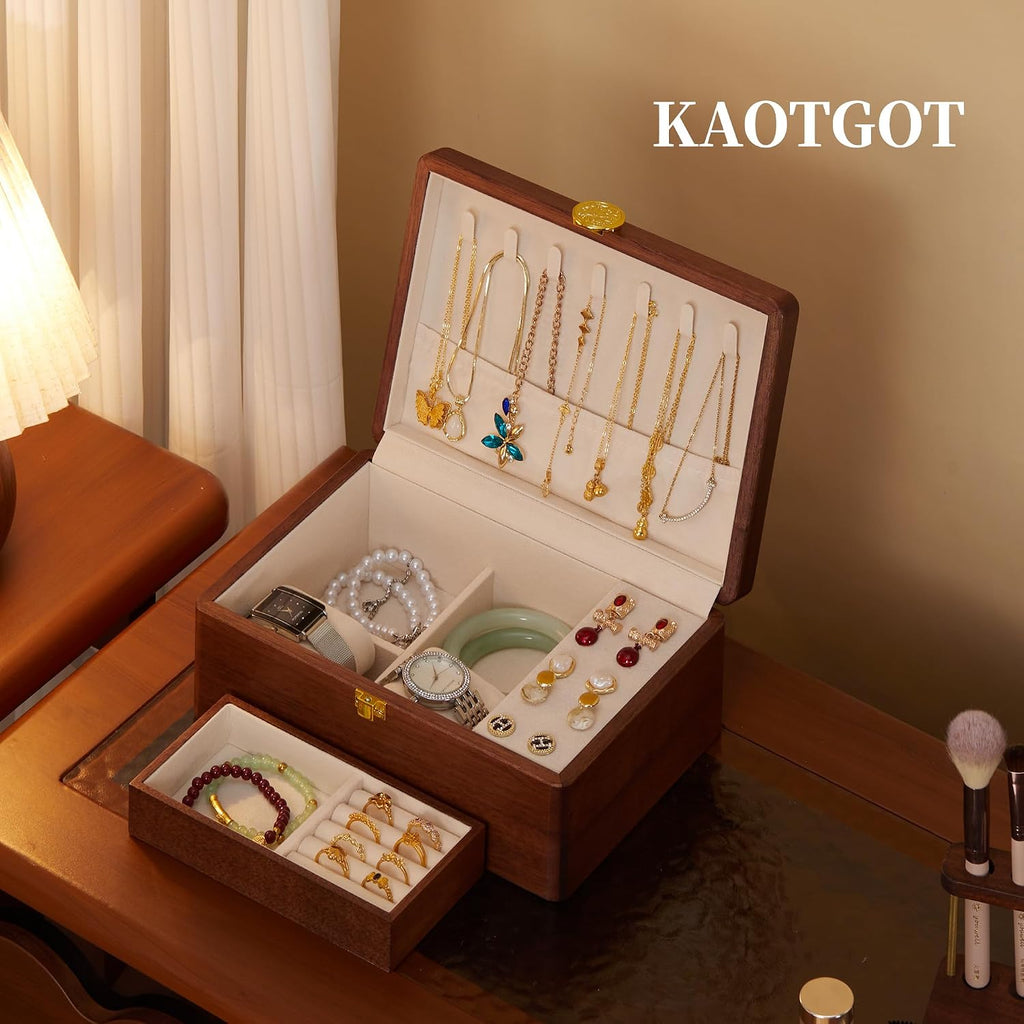 Jewelry Small Wooden Box Jewelry Organizer and Storage for Women