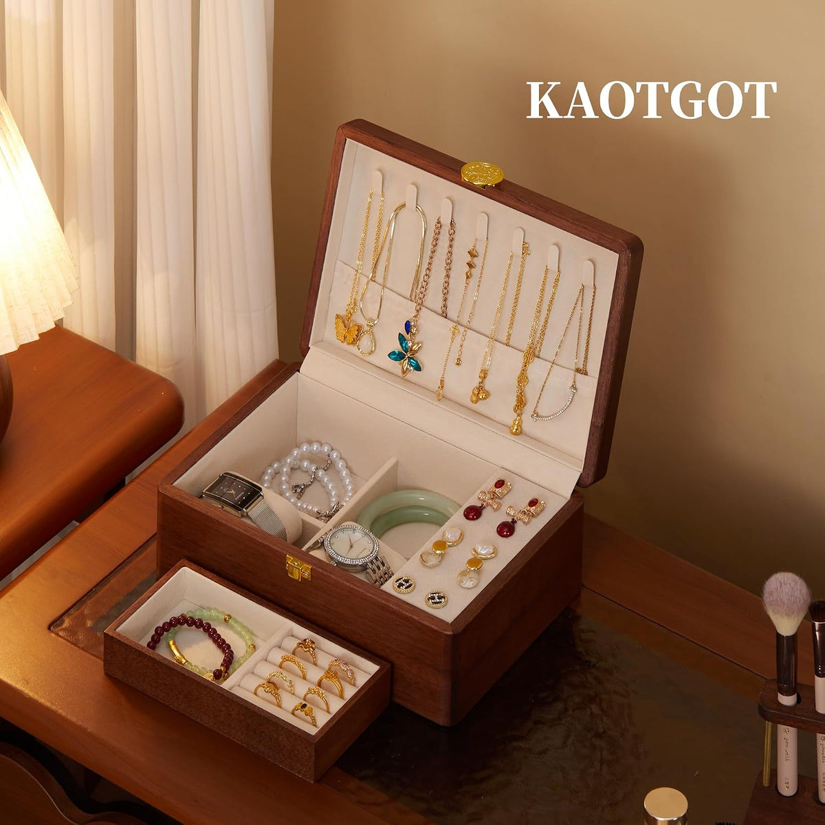 Jewelry Small Wooden Box Jewelry Organizer and Storage for Women