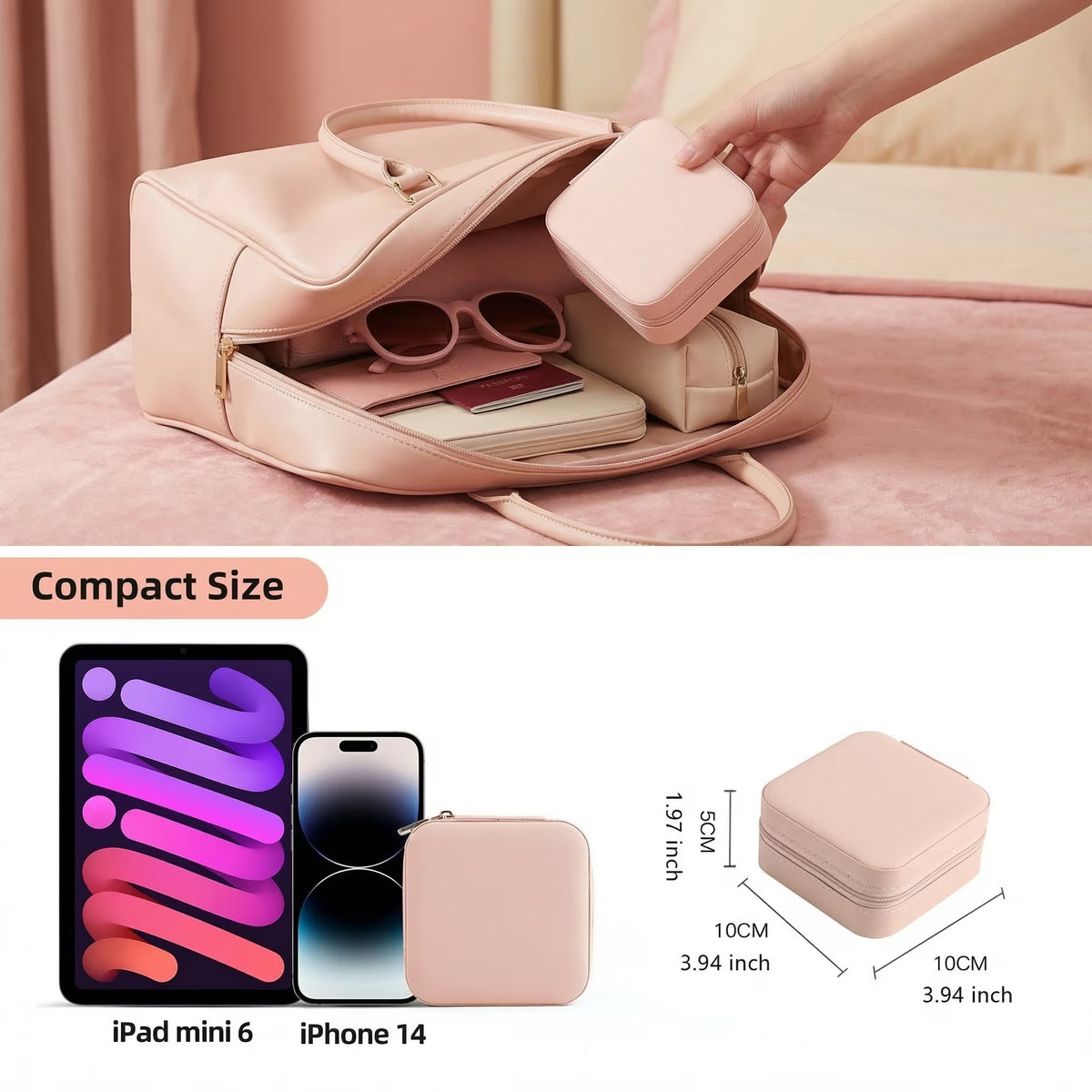 Chic Mini Travel Jewelry Box – Stylish Leather Organizer for Earrings, Rings, and Necklaces – Perfect Gift for Women and Girls