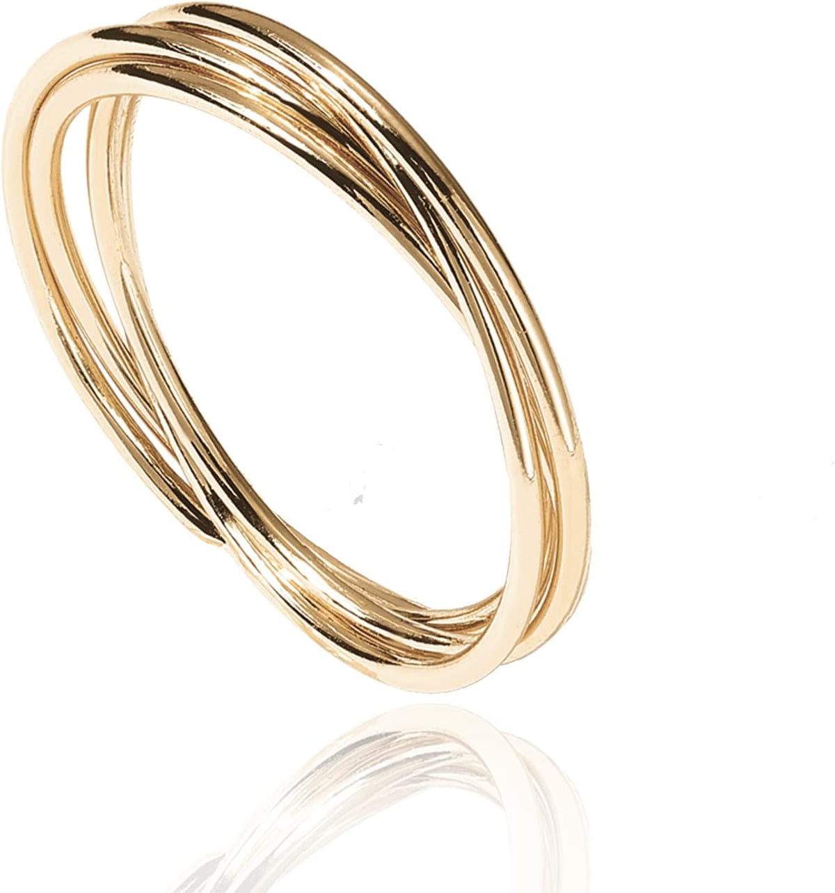 14K Plated Interlocked Anxiety Ring for Women - Stacking Fidget Ring