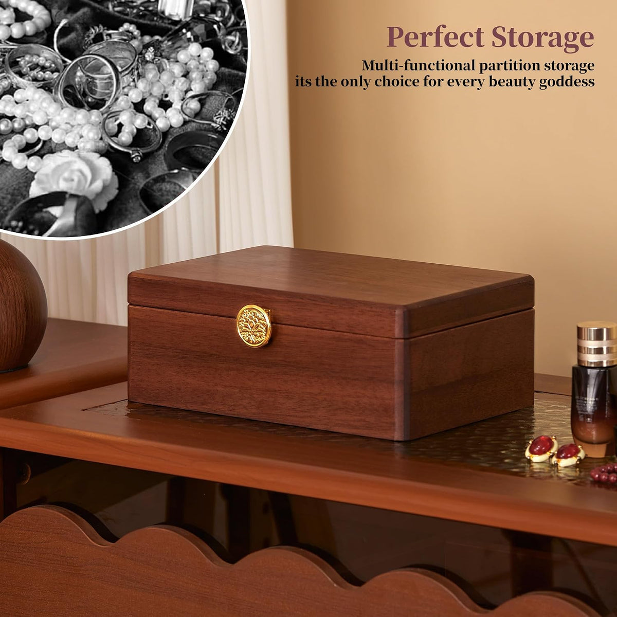 Jewelry Small Wooden Box Jewelry Organizer and Storage for Women