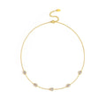 Teardrop Gem Station Necklace – Dainty Gold Chain with Color Accents