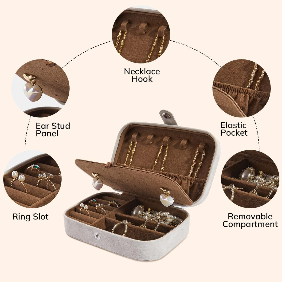 Elegant Travel Jewelry Box - Portable 2-Layer Organizer for Rings, Earrings, Necklaces & Bracelets