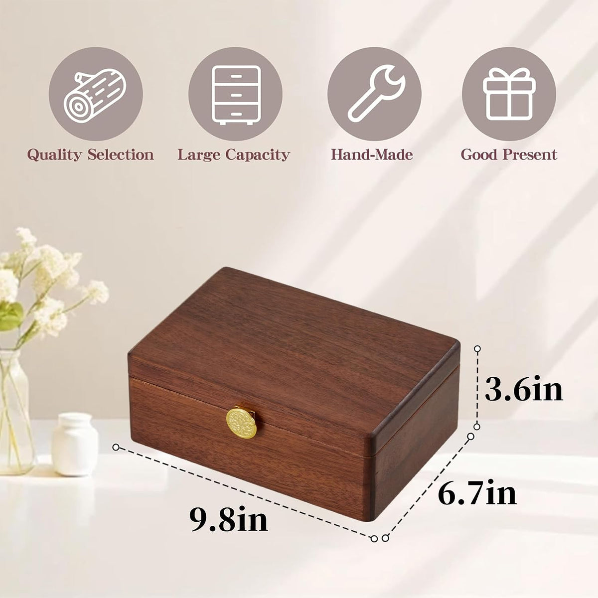 Jewelry Small Wooden Box Jewelry Organizer and Storage for Women