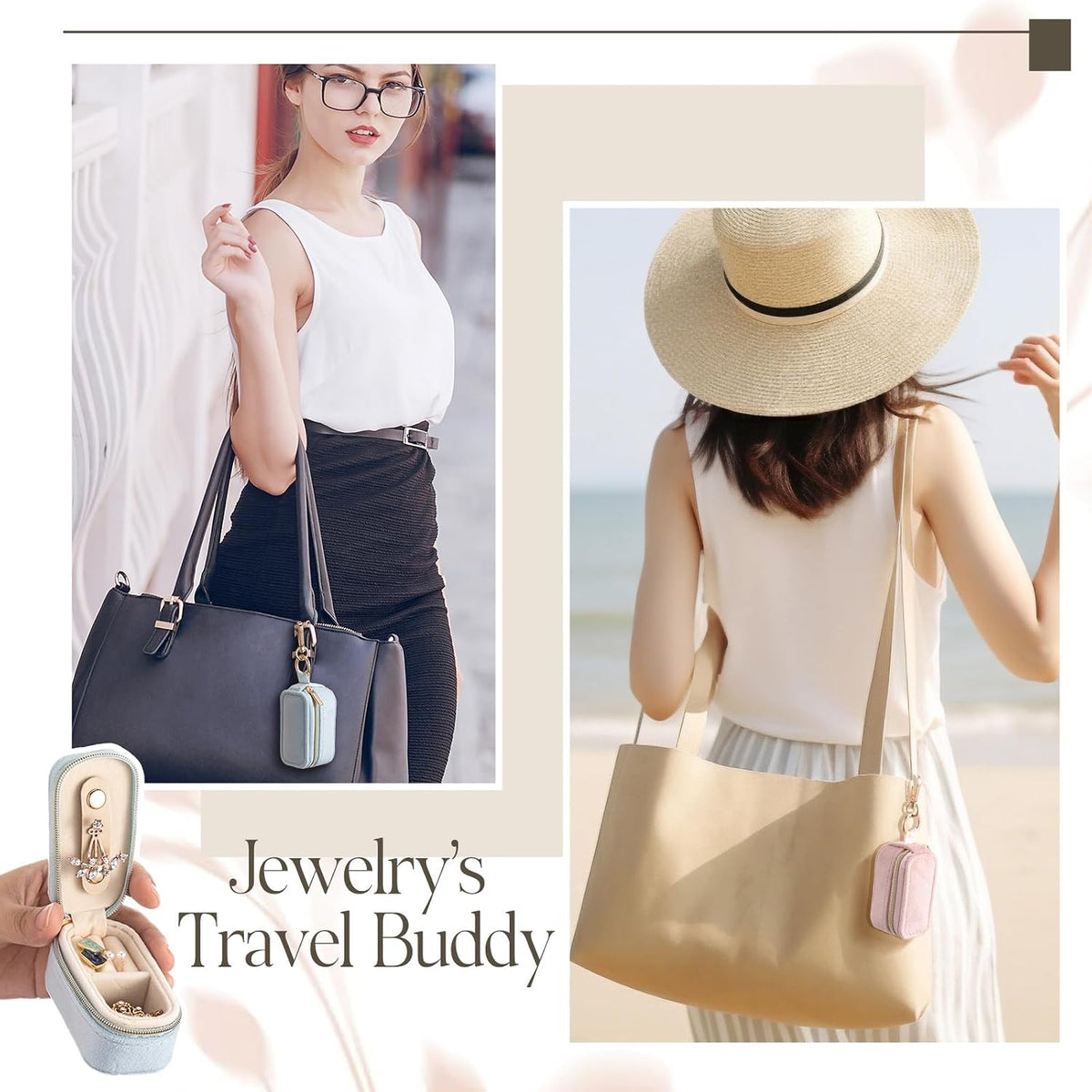 Set of 2 Mini Velvet Travel Jewelry Cases with Keychain – Perfect Organizer for On-the-Go Glam!