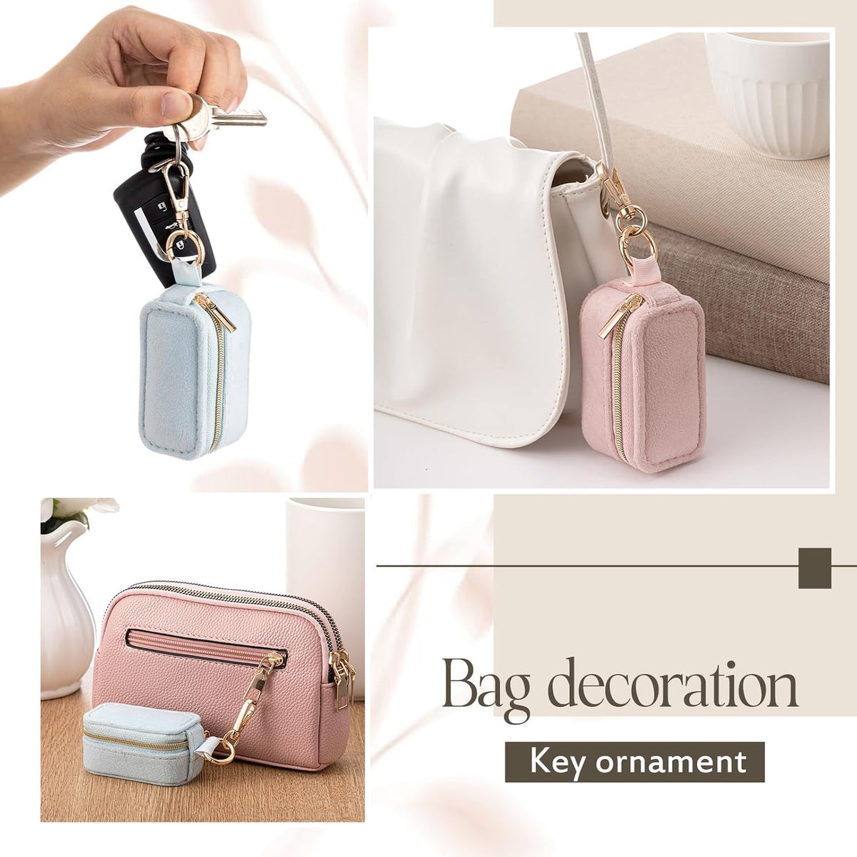 Set of 2 Mini Velvet Travel Jewelry Cases with Keychain – Perfect Organizer for On-the-Go Glam!
