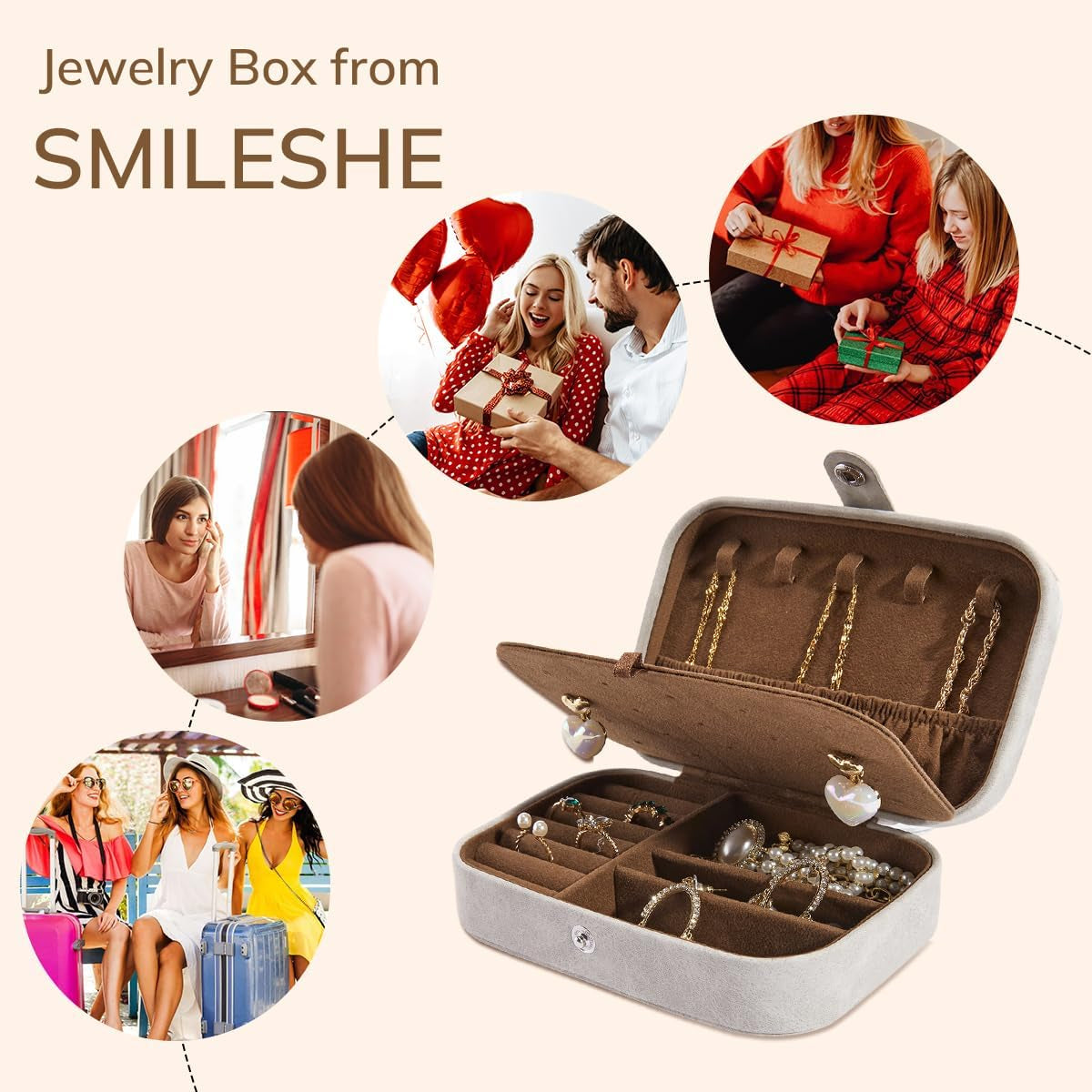 Elegant Travel Jewelry Box - Portable 2-Layer Organizer for Rings, Earrings, Necklaces & Bracelets