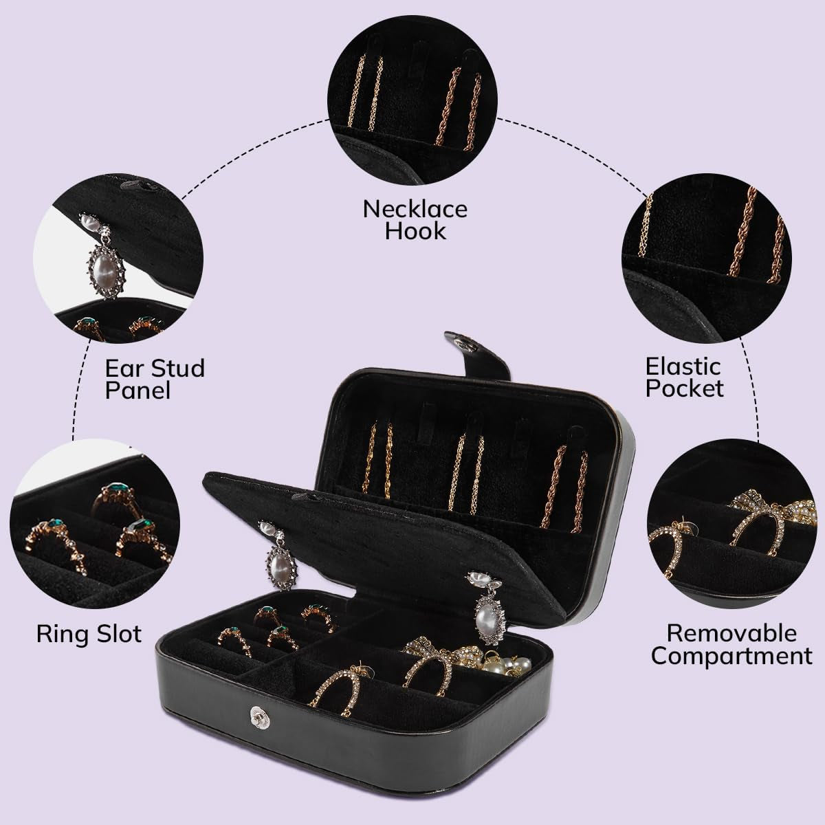 Chic PU Leather Travel Jewelry Box - 2 Layer Portable Organizer for Rings, Earrings, Necklaces & Bracelets