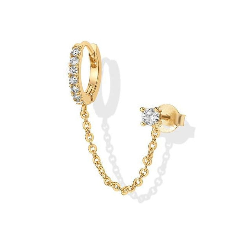 Silver Single-Row Diamond Stud Earrings