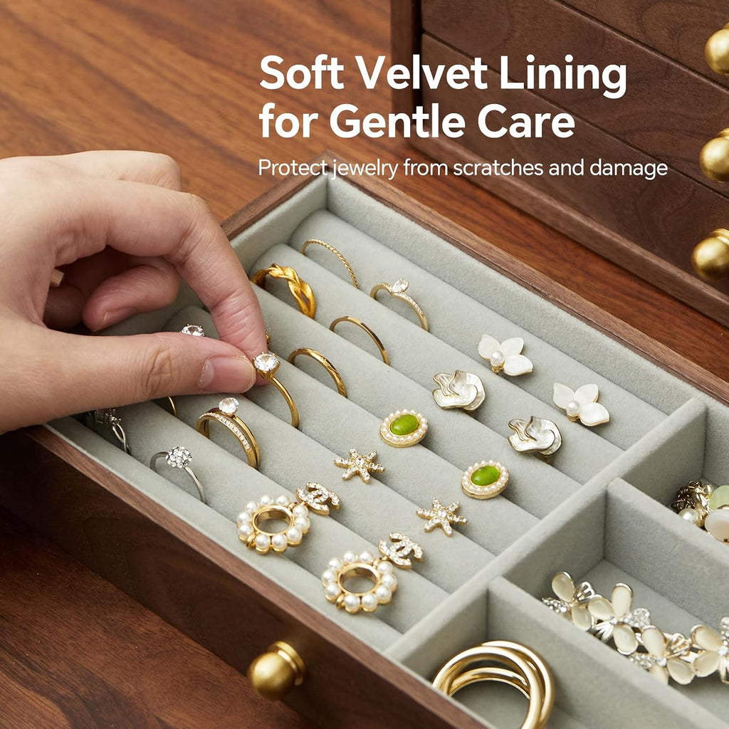 Elegant Wooden Jewelry Box with 4 Drawers for Men and Women - Perfect Storage Solution