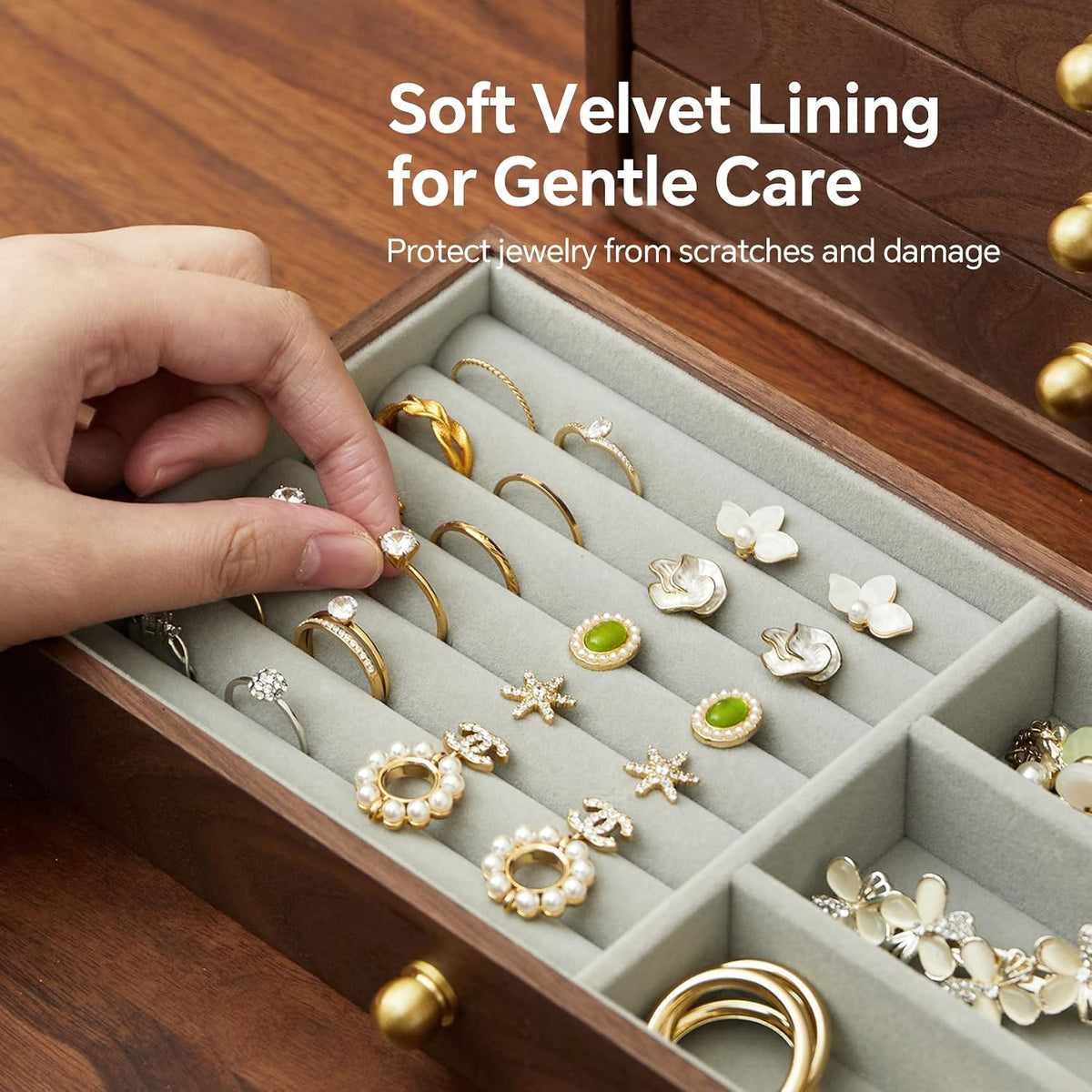 Elegant Wooden Jewelry Box with 4 Drawers for Men and Women - Perfect Storage Solution