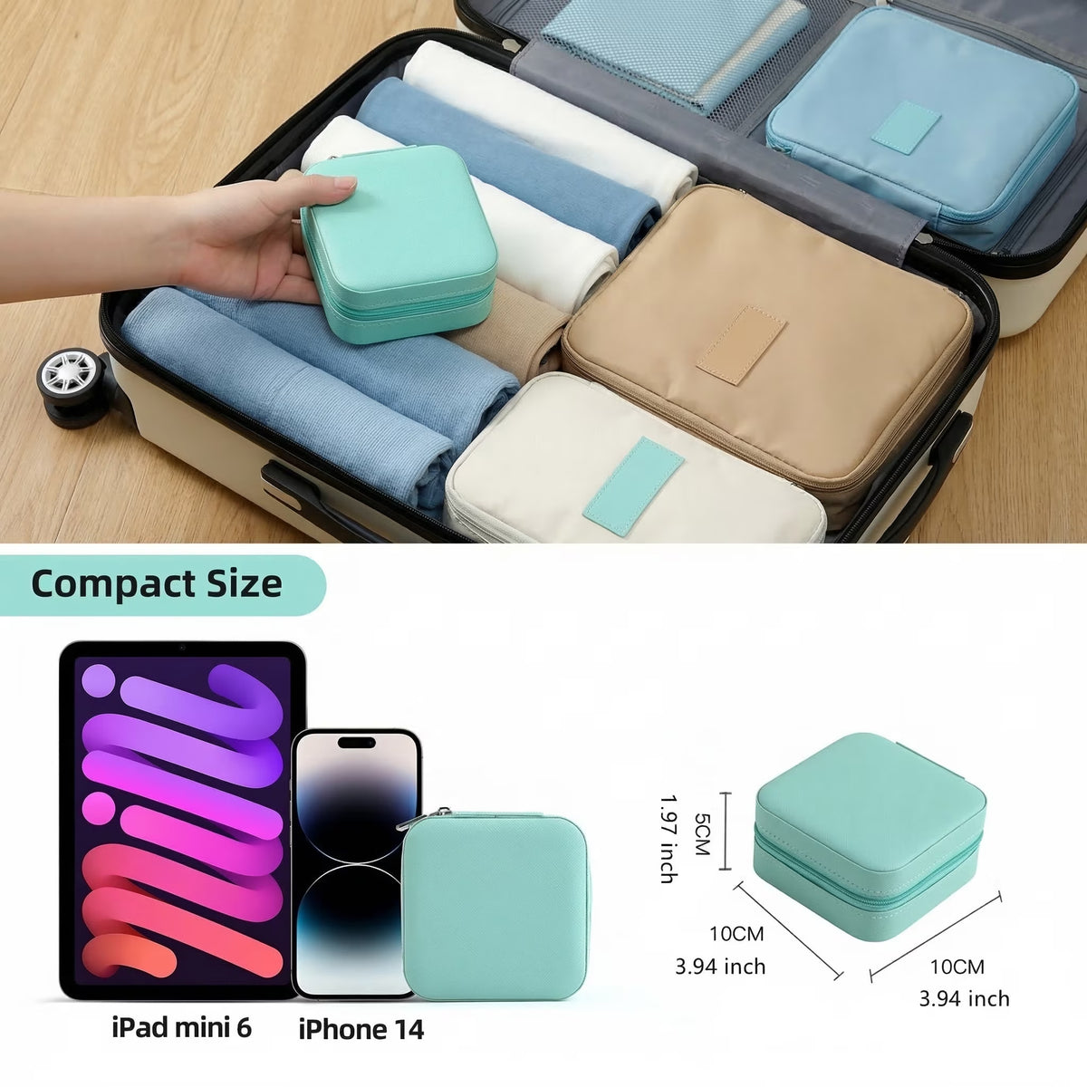 Chic Mini Travel Jewelry Box - Elegant Leather Organizer for Earrings, Rings & Necklaces - Perfect Gift for Women and Girls