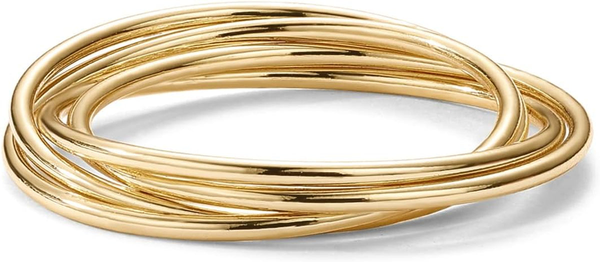 14K Plated Interlocked Anxiety Ring for Women - Stacking Fidget Ring