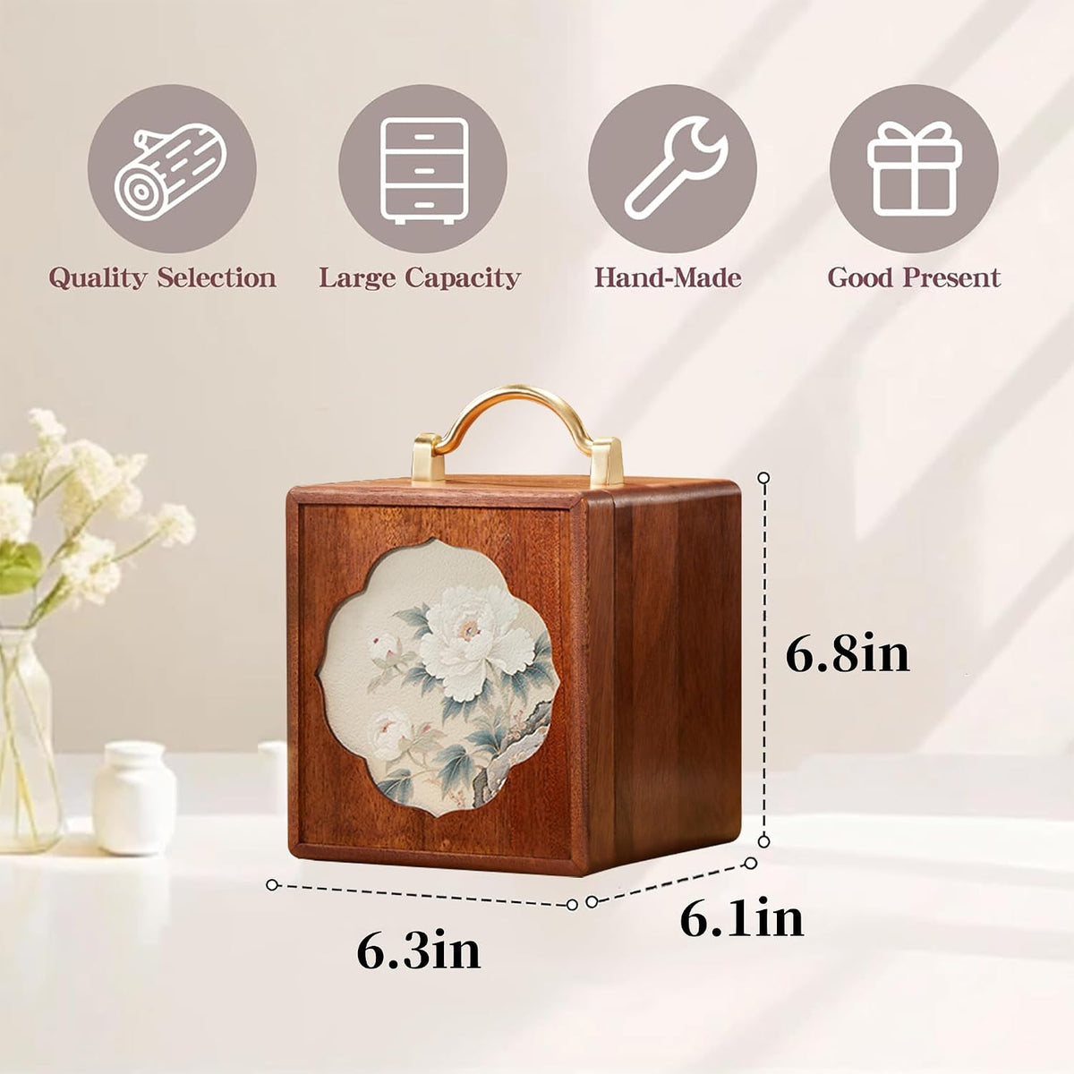 Elegant Walnut Wooden Jewelry Box - 4-Tier Organizer with Handle for Rings & Necklaces