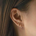 Rose Gold Huggie Earrings for Women 14K Real Gold Plated, Small Cubic Zirconia Cartilage Hoop Earrings Cuffs for Women
