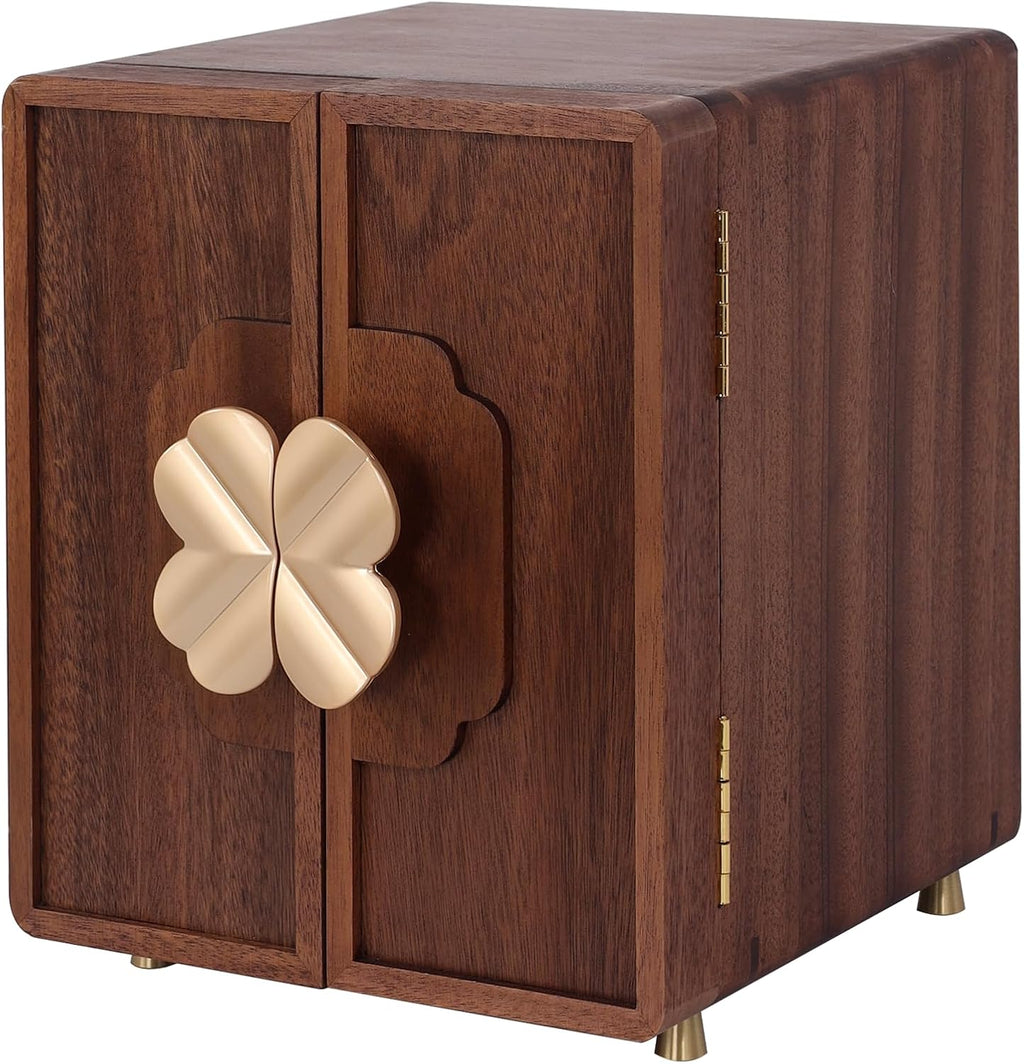 Elegant Walnut Wooden Jewelry Box - Large Organizer for Women and Girls