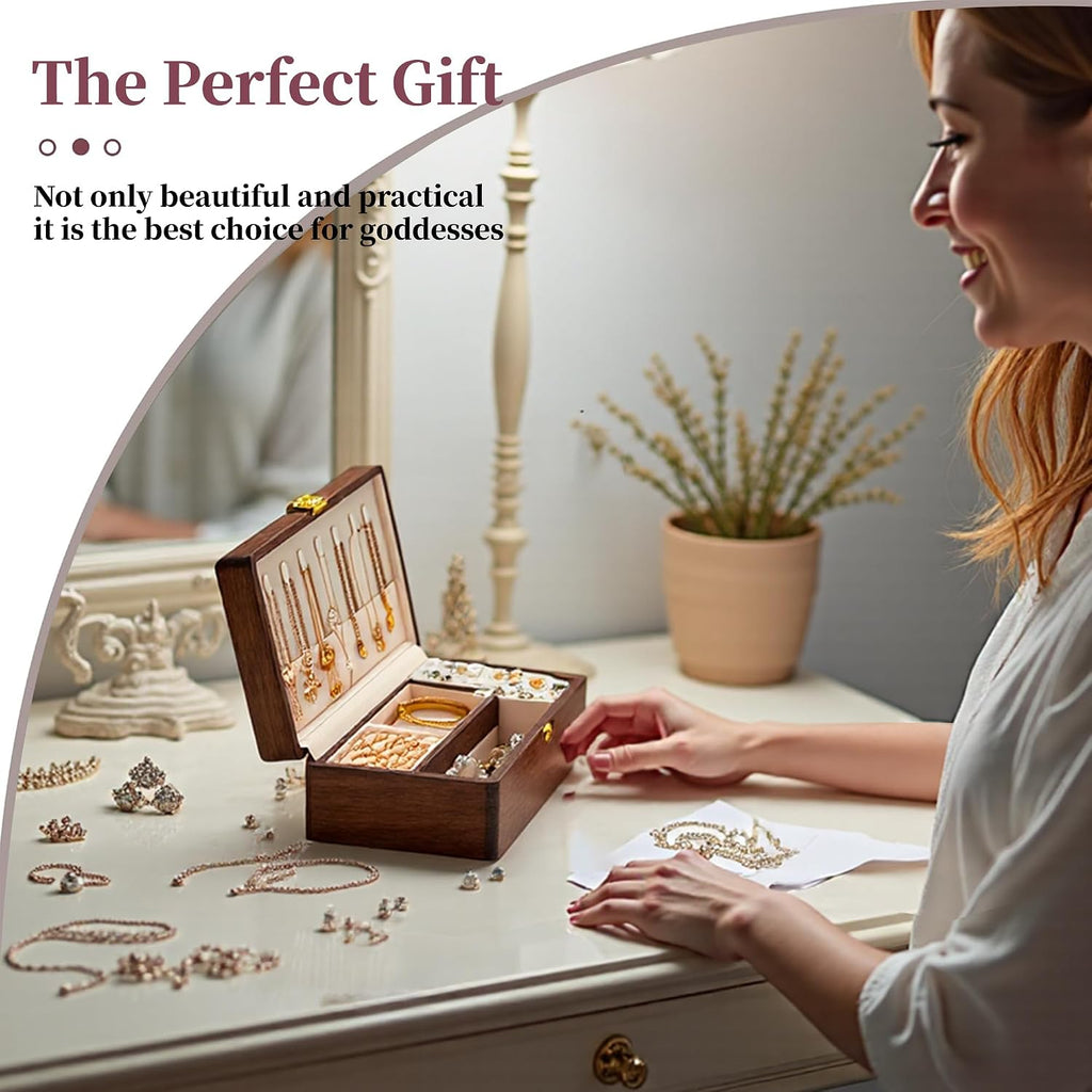 Jewelry Small Wooden Box Jewelry Organizer and Storage for Women